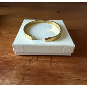 Gold Tone Hinged Bangle Bracelet Minimalist Stackable Classic Modern Jewelry thumbnail 10