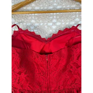 City Studio Ruby Red Lace Fit & Flare Dress Size 3 Rhinestone Waist NWT thumbnail 13