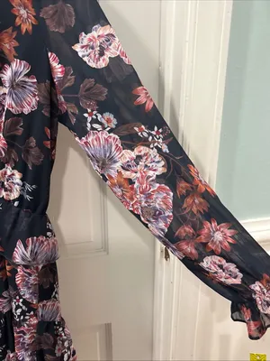 Gianni Bini Women’s Heidi Ruffle Mini Dress Size XL Navy/Rose Floral NWT thumbnail 7