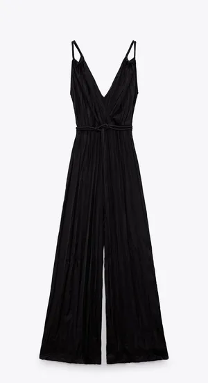 ZARA nwt satin effect pleated jumpsuit romper thumbnail 4