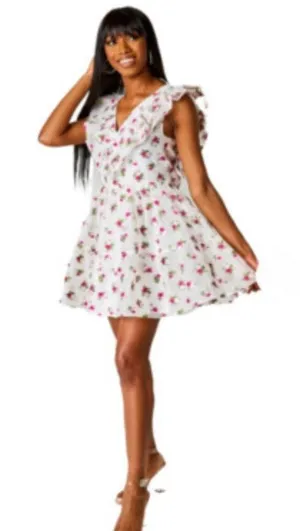 BUDDY LOVE Womens Maddison Ruffle Sleeves Short Dress Size Small EUC thumbnail 1