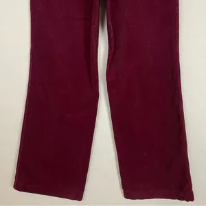 Corduroy Pants Burgundy Dark Red‎ Straight Leg Women High Waisted Rise Pockets thumbnail 10