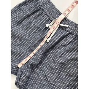Quince Drawstring Shorts Large Blue White Striped 100% Linen Pull-On Pockets thumbnail 8