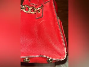 Michael Kors Hamilton Satchel Red grained leather. thumbnail 14