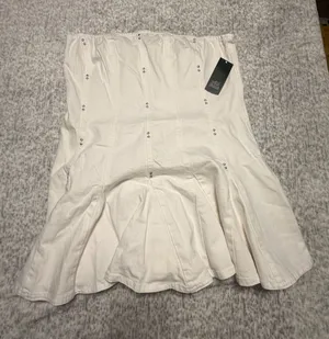 Wild Fable NWT White Denim Corset Skirt Studded‎ Flare Mini Size XL thumbnail 1