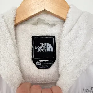 The North Face White Fuzzy Full Zip Hooded Jacket Sz S thumbnail 3