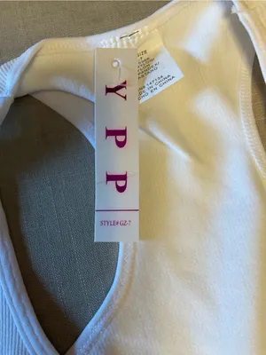Women's White Racerback Tank Top with Crystal Detail thumbnail 6