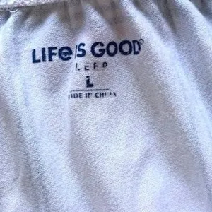 Life is Good Pajama Set Womens Large Pink Plaid Love Paw Print Loungewear Preppy thumbnail 3