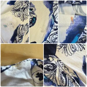 Tommy Bahama Paisley Stripe Sleeveless V-Neck Shift Midi Dress Large Blue White thumbnail 8