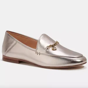 Coach Hanna Loafer Champagne and Gold Metallic Leather Shoes Size 8.5 thumbnail 11