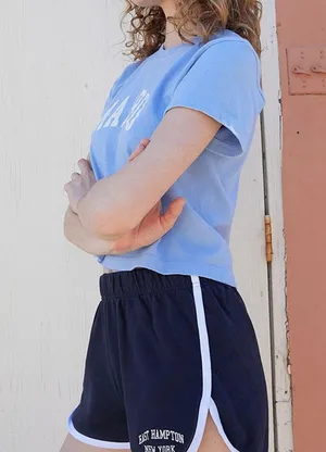 Brandy Melville John Galt Navy New York Contrast Trim Cotton Gym Shorts thumbnail 8