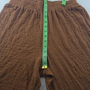 Mango Women's Clay Crinkle Effect High Rise Pull‎ On Wide Leg Pants Size Medium thumbnail 4