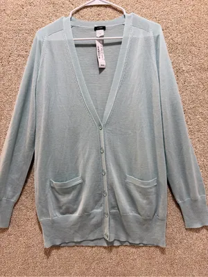 NWT 100% merino wool cardigan XL pockets lightweight soft girl 2012 deadstock thumbnail 1