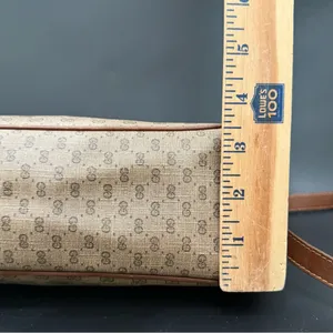 Vintage GUCCI Micro GG Supreme PVC Canvas Brown Leather Trim Shoulder Bag thumbnail 9