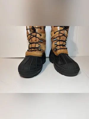 Lands End brown leather winter snow boots size 7 M thumbnail 4