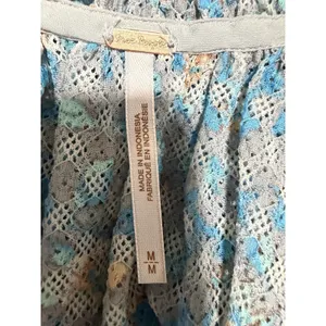 Free People Astra Peasant Top Blue Daisy Floral‎ Print Women's Size Medium thumbnail 11
