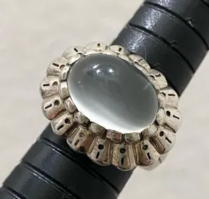 Vintage 925 Signed Sterling Silver Chalcedony Natural Stone Ring Size 6.5 thumbnail 11