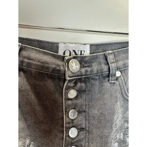 One Teaspoon Outlaws Denim Shorts Womens 27 Gray Distressed Button Fly Cut Off thumbnail 3