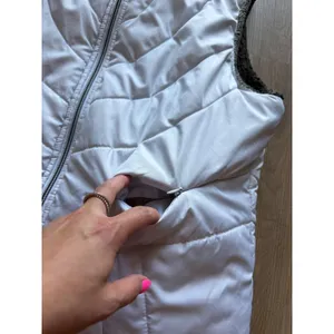Reversible Faux Fur Puffer Vest Grey White Quilted Full Zip Sleeveless Jacket thumbnail 8
