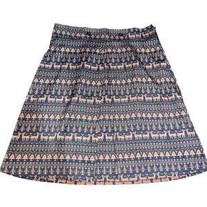 Peppermint Reindeer Fair Isle A-Line Skirt Navy Copper Medium‎ Cottagecore thumbnail 1