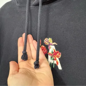 Aritzia TNA Black Floral Embroidered Hoodie Sweatshirt Womens S Boho Casual thumbnail 3