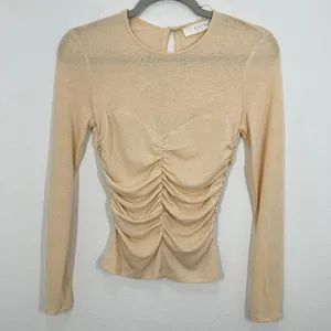 ASTR The‎ Label Buttercream Ruched Bust Long Sleeve Top Womens XS thumbnail 2