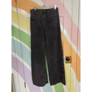 Good American Jeanius Good Skate Sweatpants Black Wide Leg Jeans 8/29 thumbnail 4