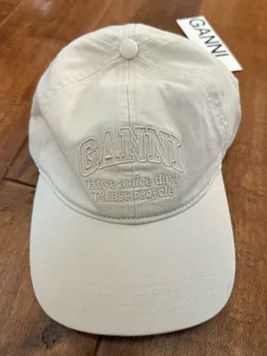GANNI Patch Cap Hat in Egret NWT thumbnail 5