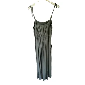 Gap Olive Green Wide Leg Cami Jumpsuit Medium Tie Strap 100% Viscose Pockets thumbnail 8