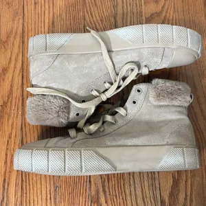 Zara Taupe Suede Faux Fur Trim High Top Platform Sneakers EU 39 US 8 Chunky‎ thumbnail 5