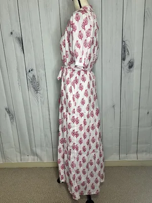 Roller Rabbit x Target Maxi Dress Pink Bouquet Print Short Sleeve Womens Sz S thumbnail 5