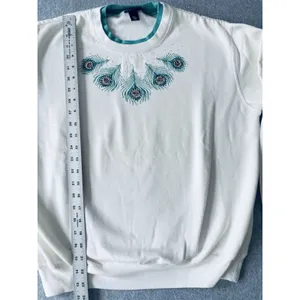 Trilllogy By Morning Sun Blue Peacock Feather Mock Layered Sweatshirt Pullover L thumbnail 6