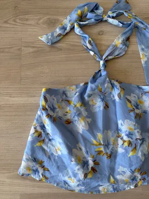 Emory Park Light Blue Floral Tie-Neck Halter Top thumbnail 3