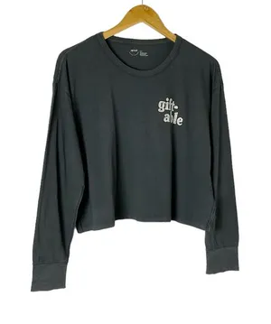 Aerie Long Sleeve Cropped Lounge Tee Size Small Dark Blue‎ thumbnail 1