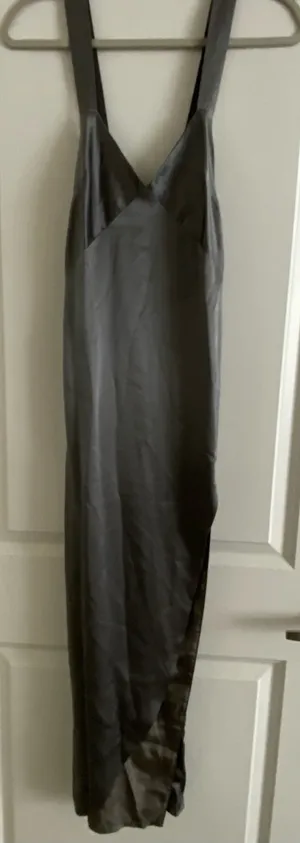 Michelle Mason Cross Back Slit Maxi Dress - Womens Size 2 Gunmetal NWT thumbnail 1