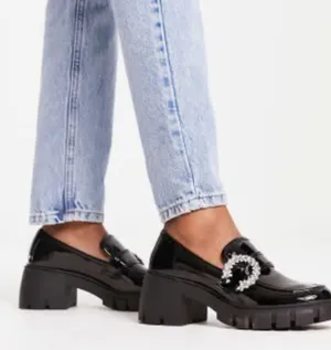 Steve Madden Black Patent Embellished Loafers thumbnail 1
