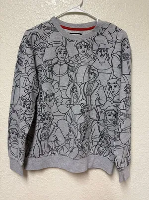 DISNEY Gray Disney Prince Characters Sweatshirt Size Medium thumbnail 1