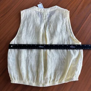 NWT Bella Dahl Linen Top XS Yellow Button Front Coastal Chic Cottage Preppy thumbnail 7