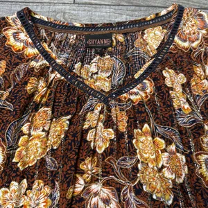 Shyanne Floral Blouse - Brown and Gold thumbnail 4