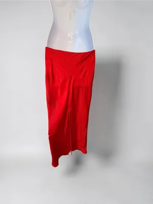 Superdown- Calla Red Satin Maxi Skirt thumbnail 5