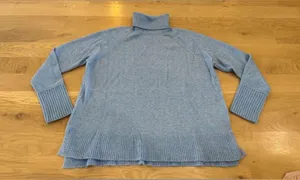 J crew Turtleneck sweater with side slits in Supersoft yarn blue size medium thumbnail 2