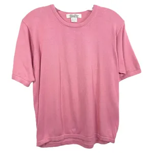 Brooks Brothers‎ Small Top Cotton Knit Short Sleeve Crew Neck Pink 1377 thumbnail 1