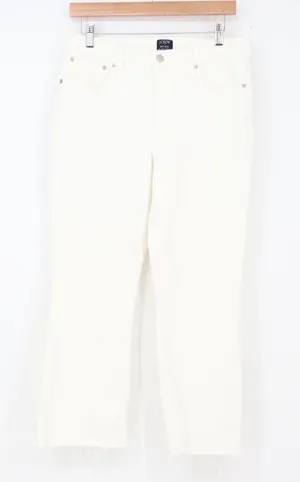 J.Crew Jeans Womens 30 Mid-Rise Flare Crop White Raw Hem Excellent thumbnail 1