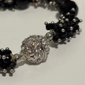 Black Crystal Beaded Magnetic Clasp Bracelet thumbnail 4