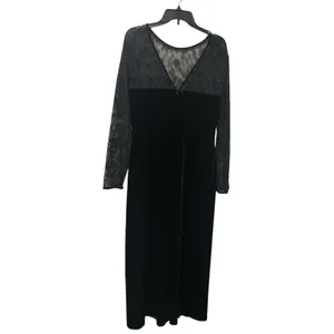 Vintage 90s Robbie Bee Black Velvet Maxi Dress Sheer Lace Gothic Glam Sz 10 thumbnail 5