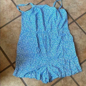 New Old Navy Blue and White Floral Jumpsuit with Spaghetti Straps thumbnail 1