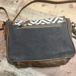 Myra Bag Women's Leather Cotton Crossbody Bag Purse 13"x9"x3" Western Country thumbnail 3