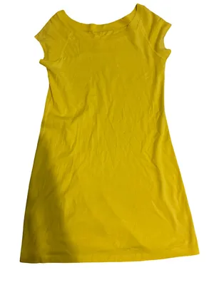 Chelsea & Theodore Bright Yellow Scoop Neck Cap Sleeve Tunic Dress thumbnail 1