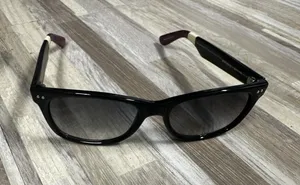 TOMS Classic 101 Sunglasses Womens Square Black Gray Tinted Made In Italy thumbnail 1
