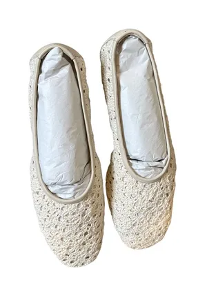 Madewell Mylie Ballet Flat in Crochet Vintage Khaki NZ704 Square Toe Shoes 8 thumbnail 1